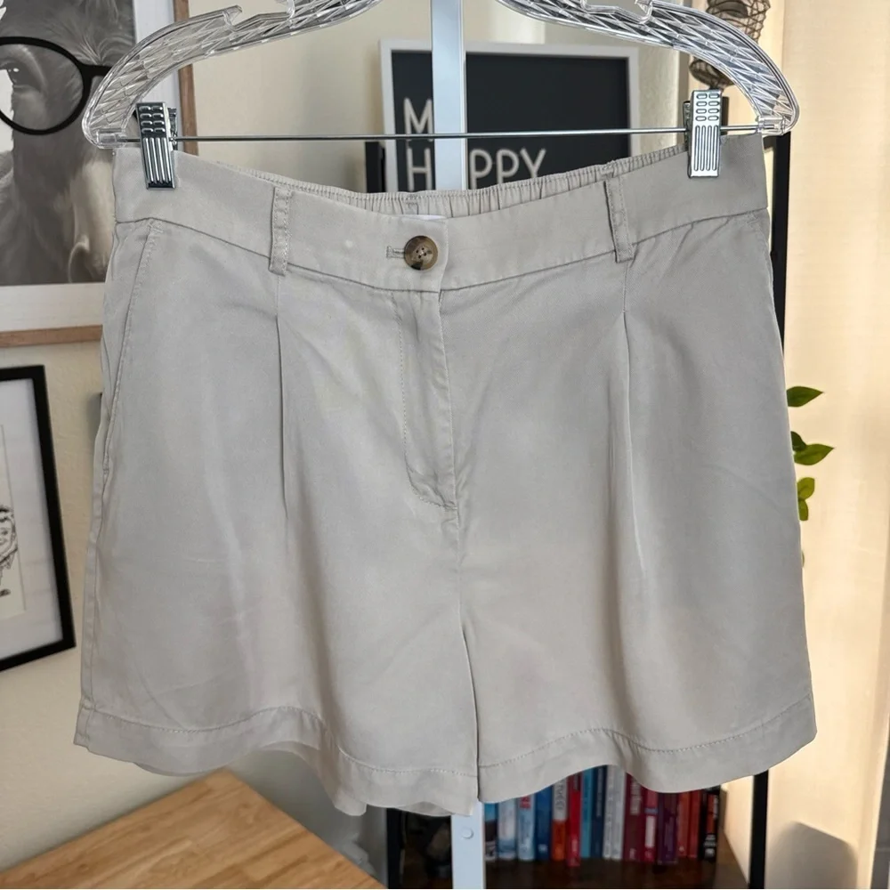 LOFT Women’s The Washed Twill Khaki Shorts With Elastic Back Size 10 - Picture 2 of 7